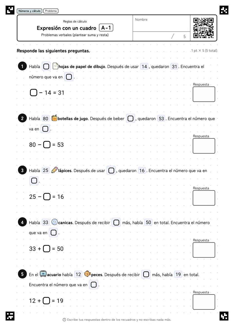 Expresión con un cuadro A-1