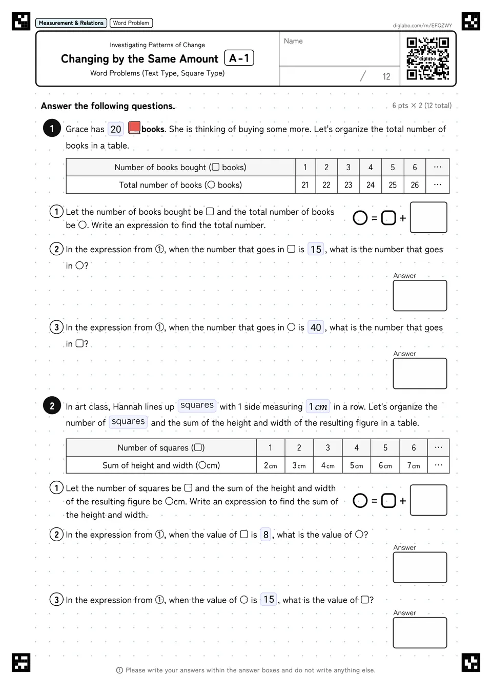 Changing by the Same Amount A-1