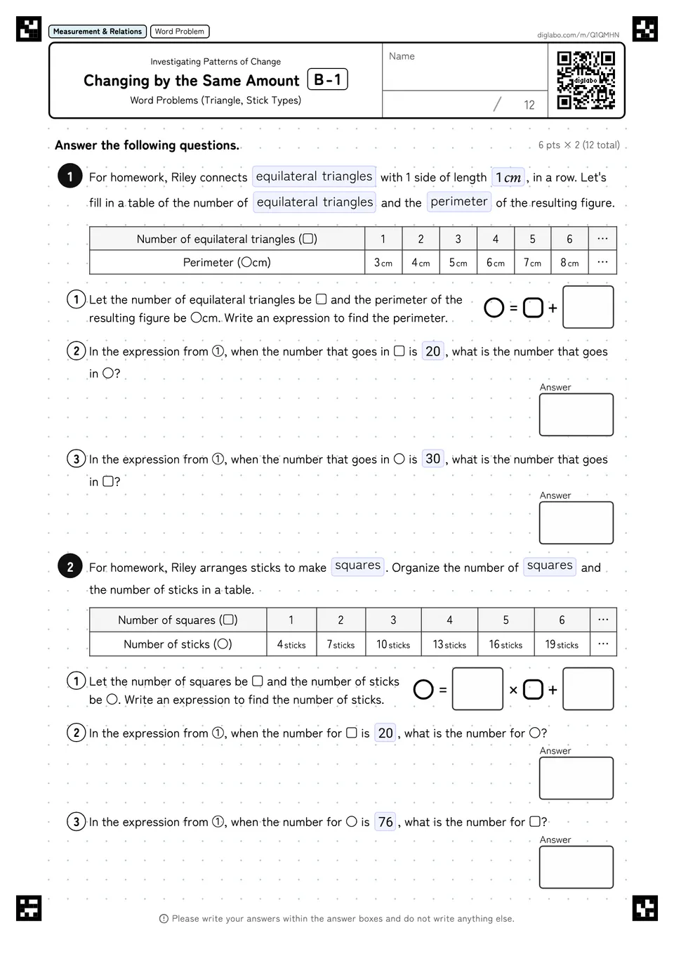 Changing by the Same Amount B-1
