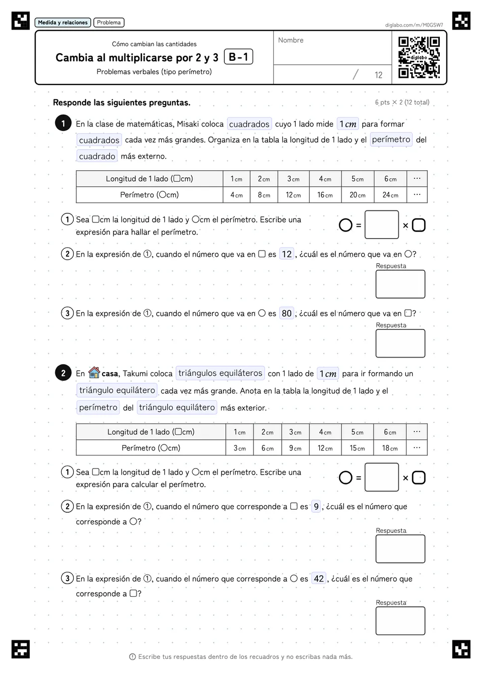 Cambia al multiplicarse por 2 y 3 B-1