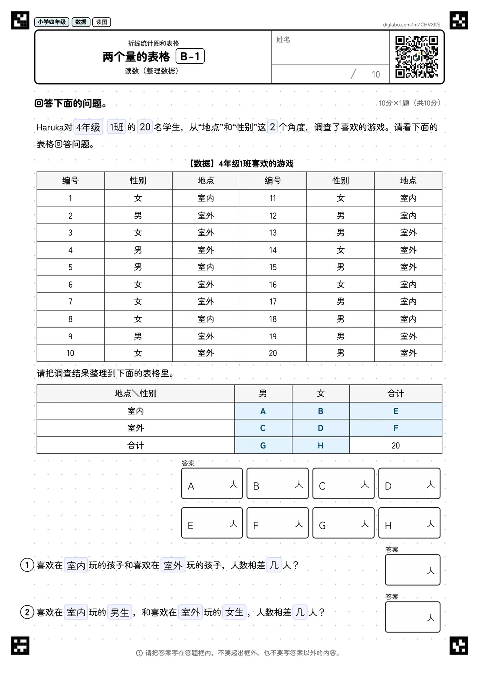 小学四年级 折线统计图和表格 两个量的表格