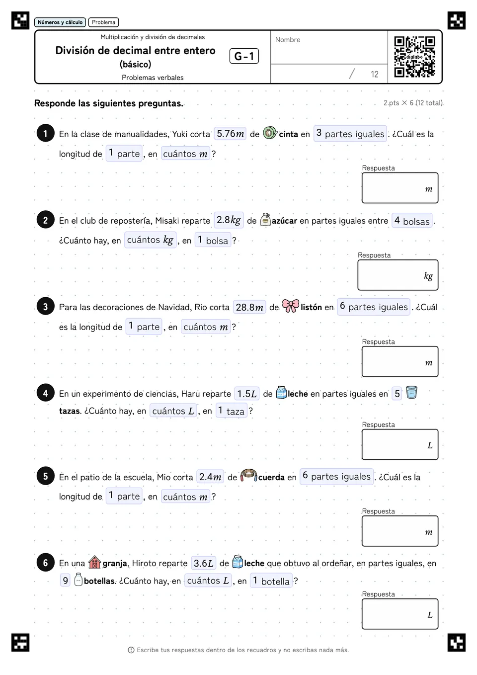 División de decimal entre entero (básico) G-1