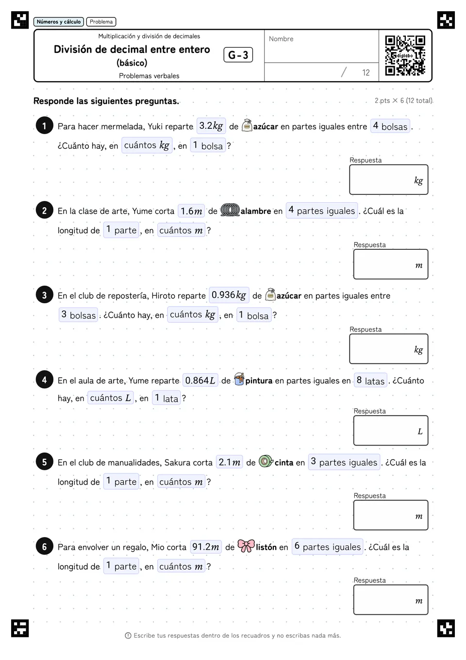 División de decimal entre entero (básico) G-3