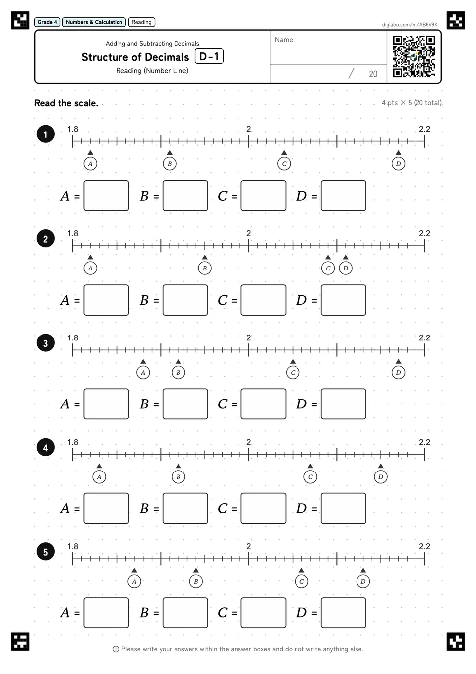 Grade 4 (Elementary School) Adding and Subtracting Decimals Structure of Decimals