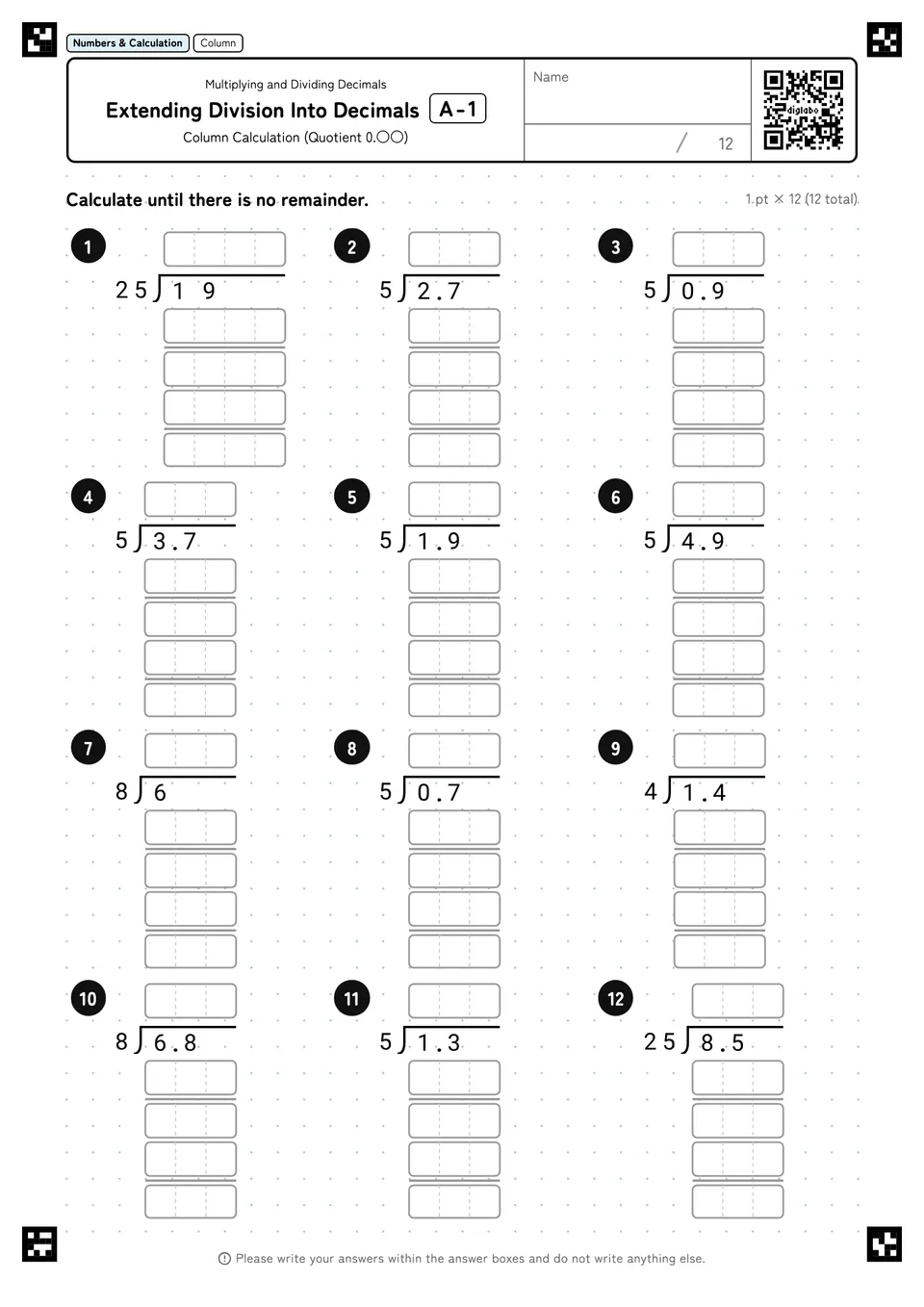 Extending Division Into Decimals A-1
