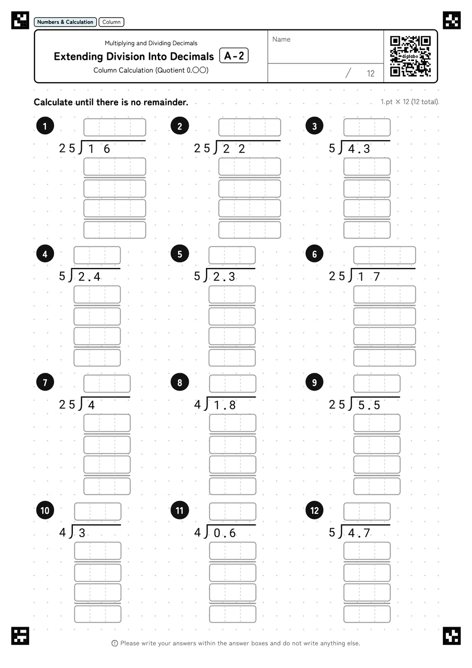 Extending Division Into Decimals A-2