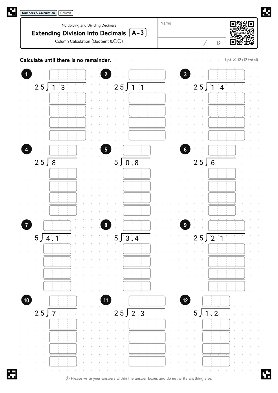 Extending Division Into Decimals A-3