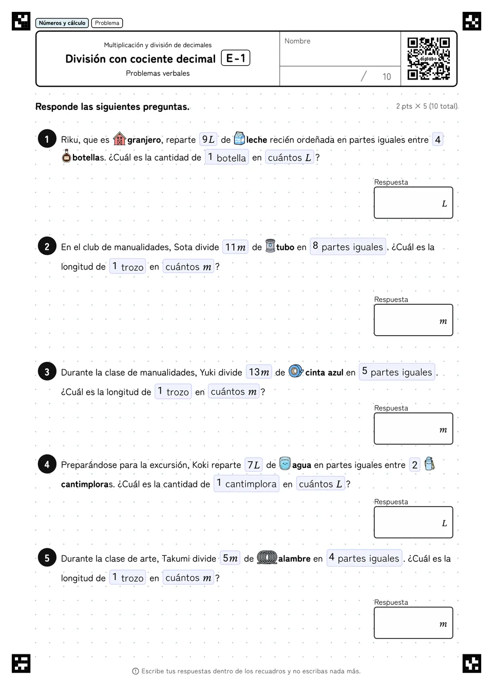 División con cociente decimal E-1