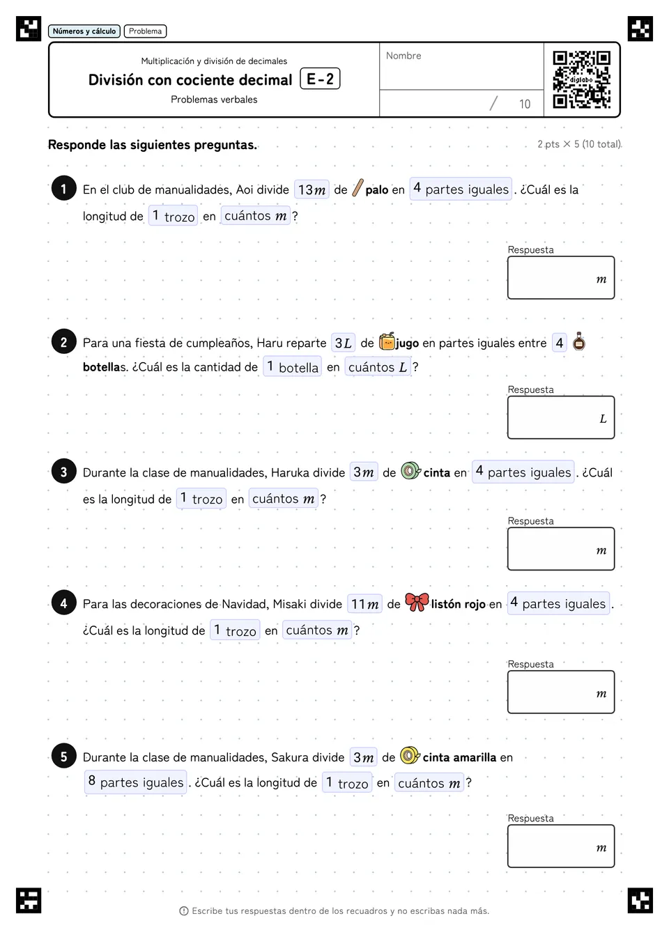 División con cociente decimal E-2