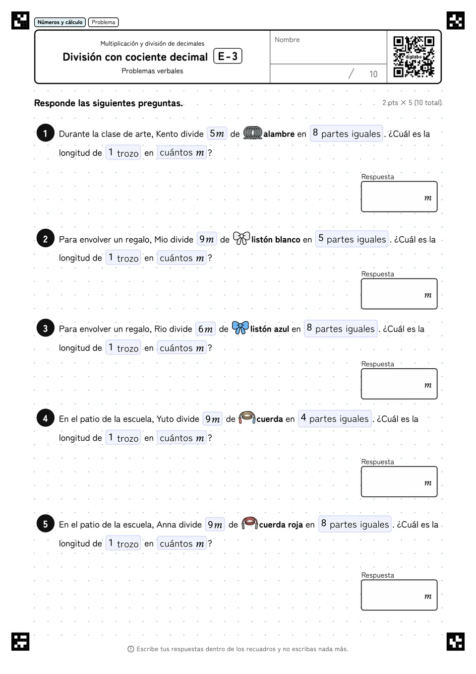 División con cociente decimal E-3
