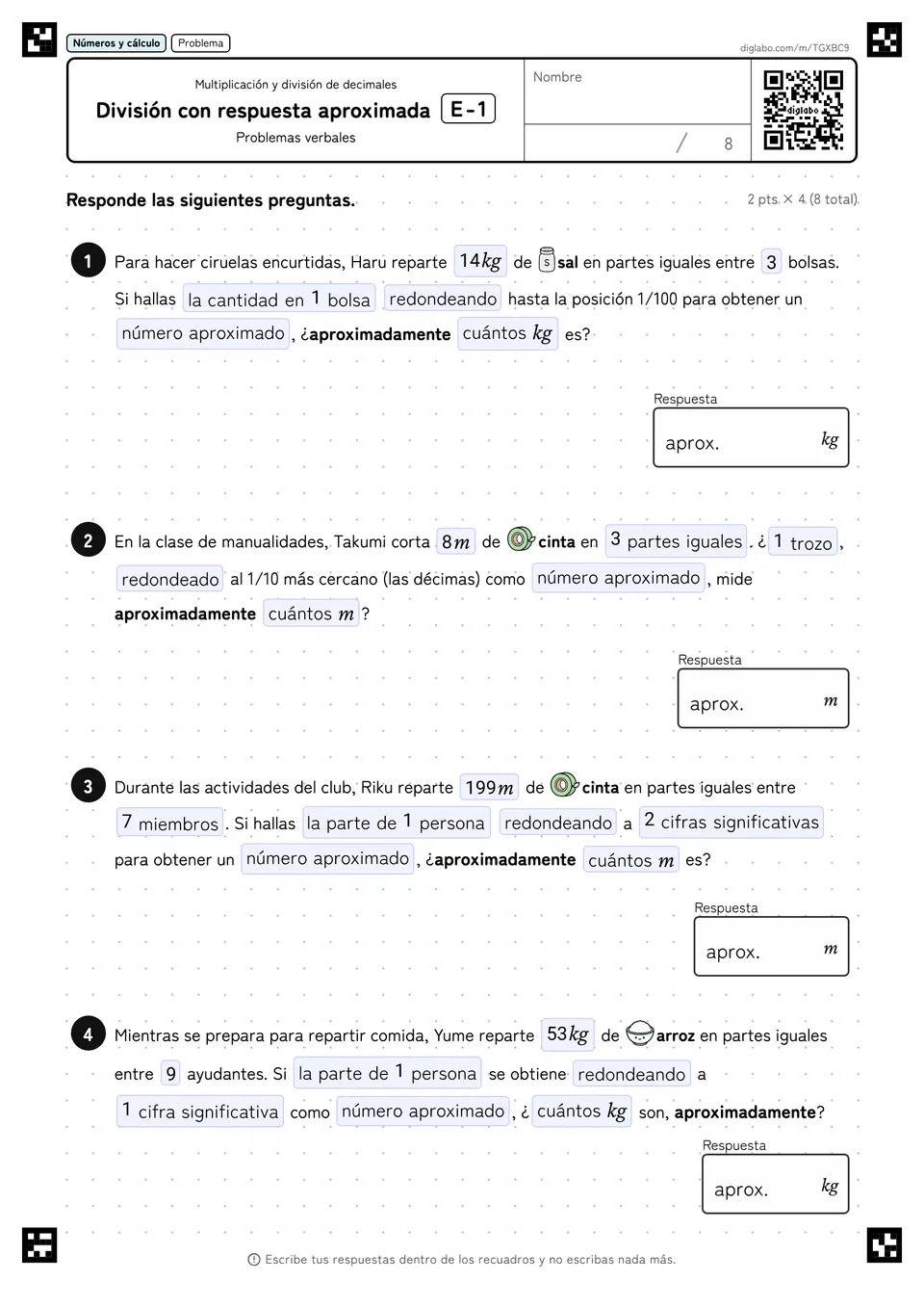 División con respuesta aproximada E-1