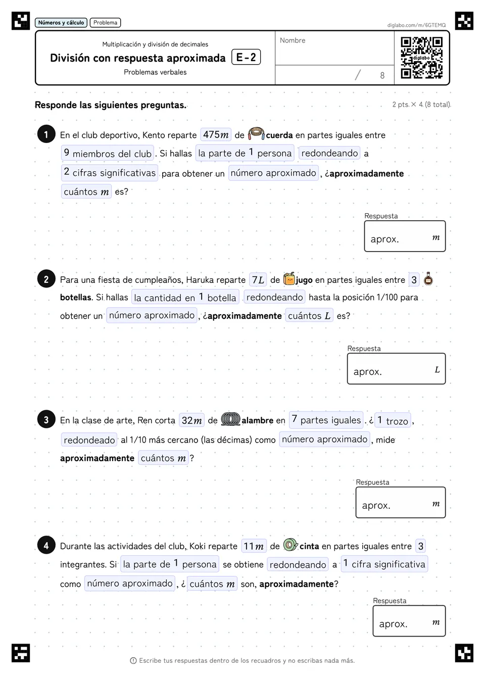 División con respuesta aproximada E-2
