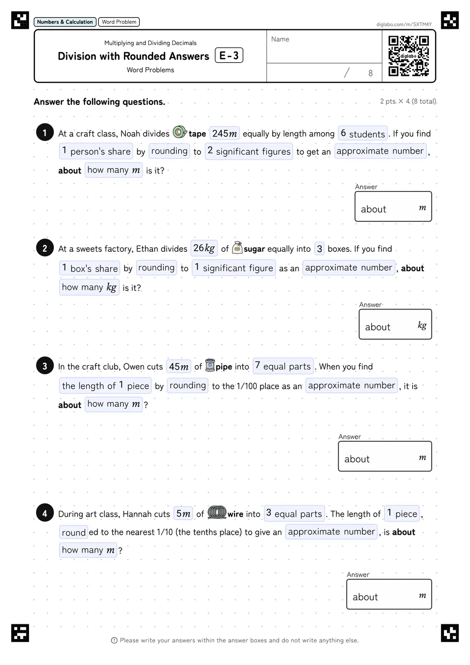 Division with Rounded Answers E-3