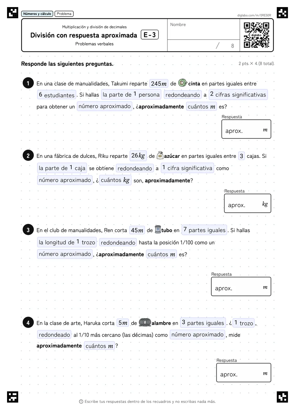 División con respuesta aproximada E-3