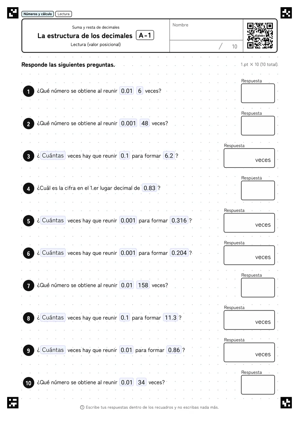 La estructura de los decimales A-1