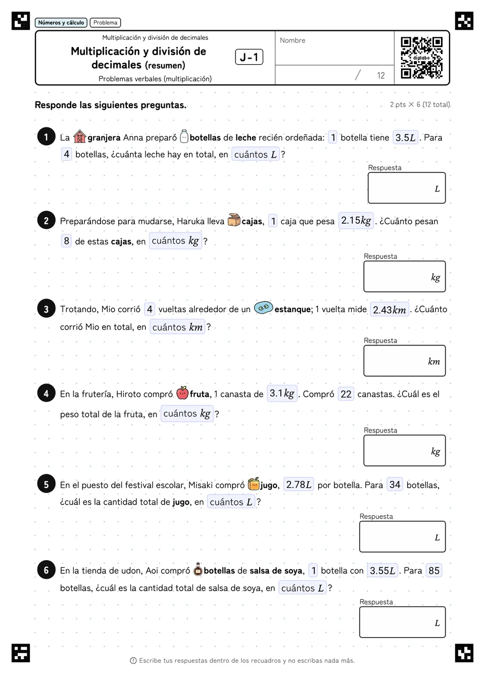Multiplicación y división de decimales (resumen) J-1