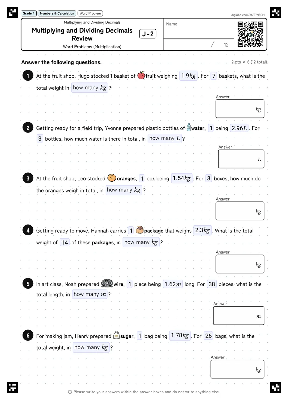 Grade 4 (Elementary School) Multiplying and Dividing Decimals Multiplying and Dividing Decimals Review