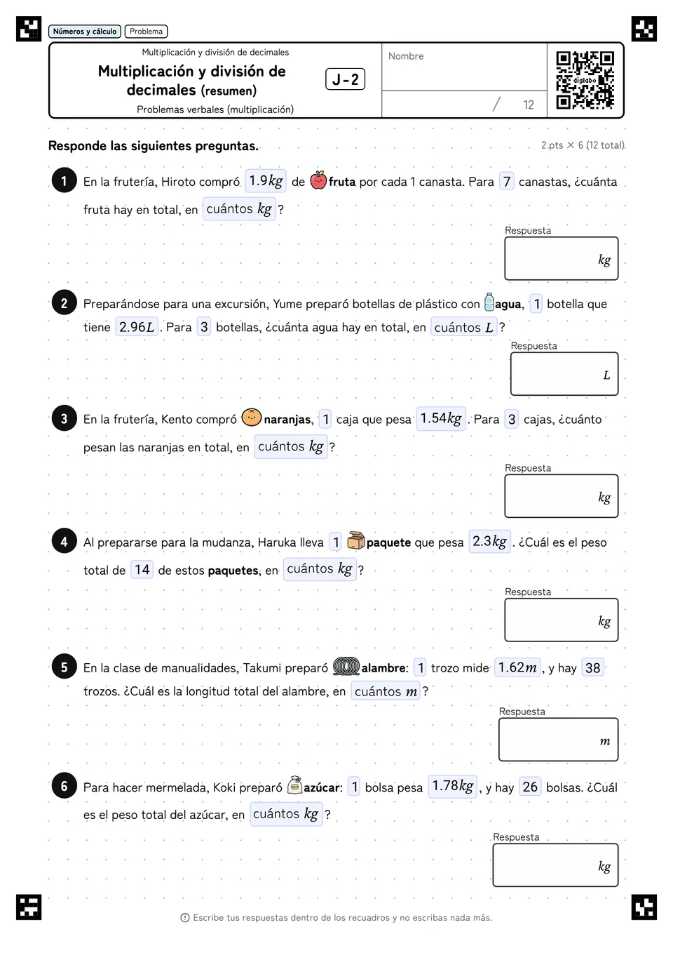 Multiplicación y división de decimales (resumen) J-2