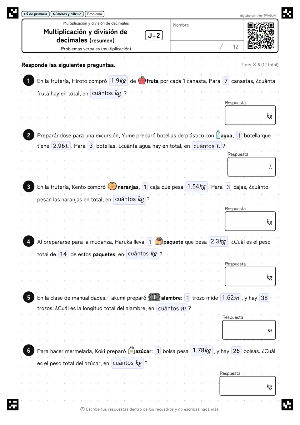 4.º de primaria Multiplicación y división de decimales Multiplicación y división de decimales (resumen)