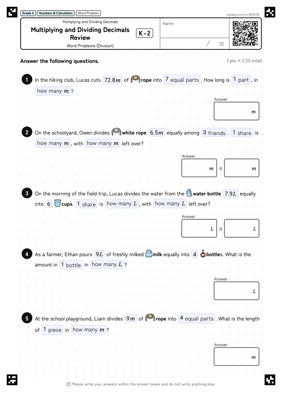 Grade 4 (Elementary School) Multiplying and Dividing Decimals Multiplying and Dividing Decimals Review
