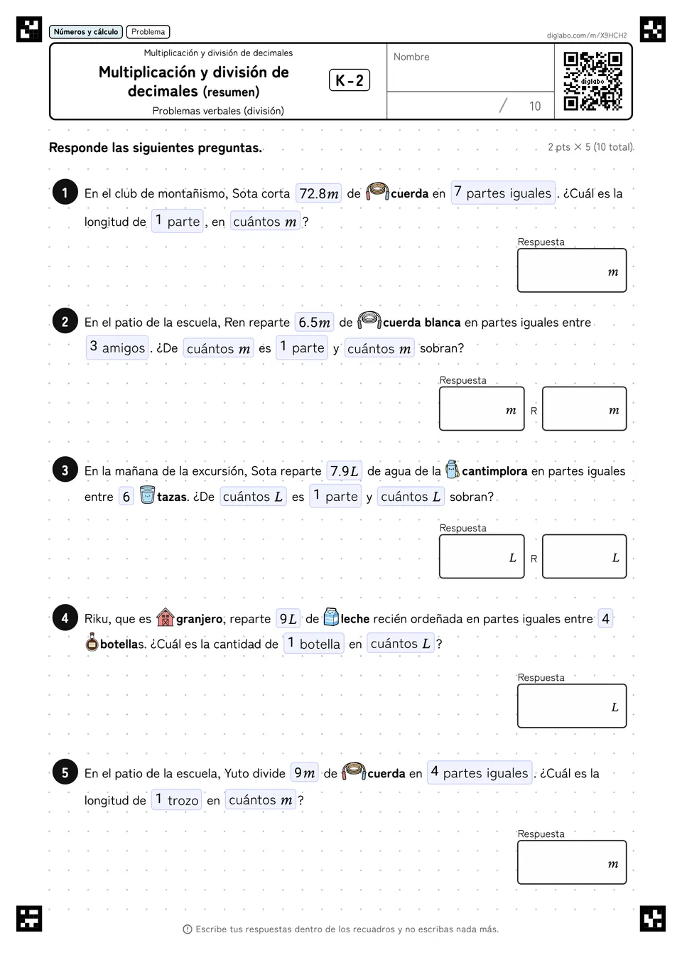 Multiplicación y división de decimales (resumen) K-2