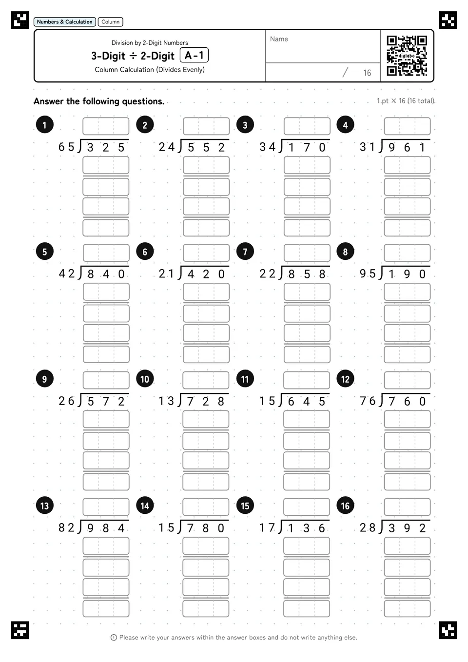 3-Digit ÷ 2-Digit A-1