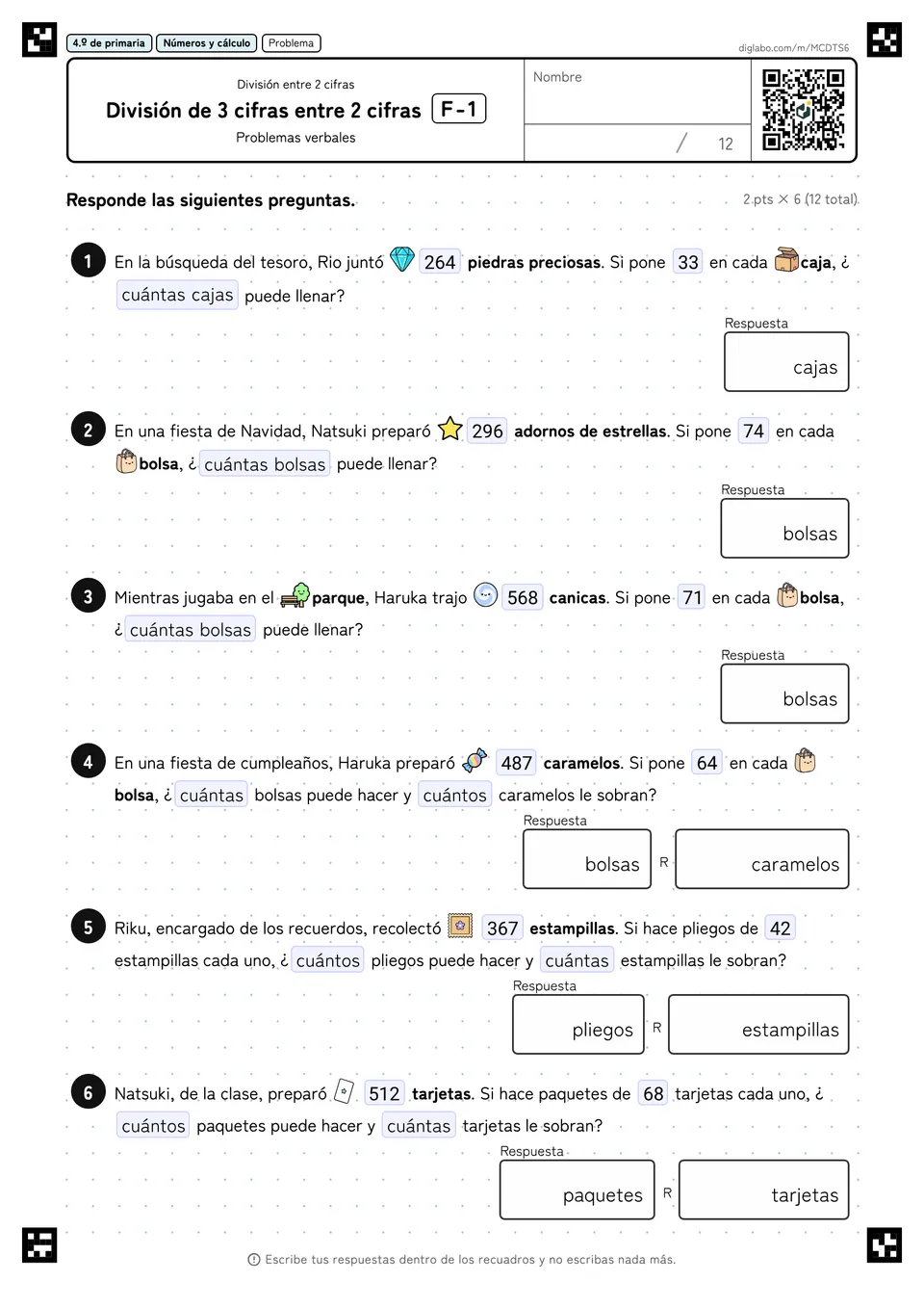 4.º de primaria División entre 2 cifras División de 3 cifras entre 2 cifras