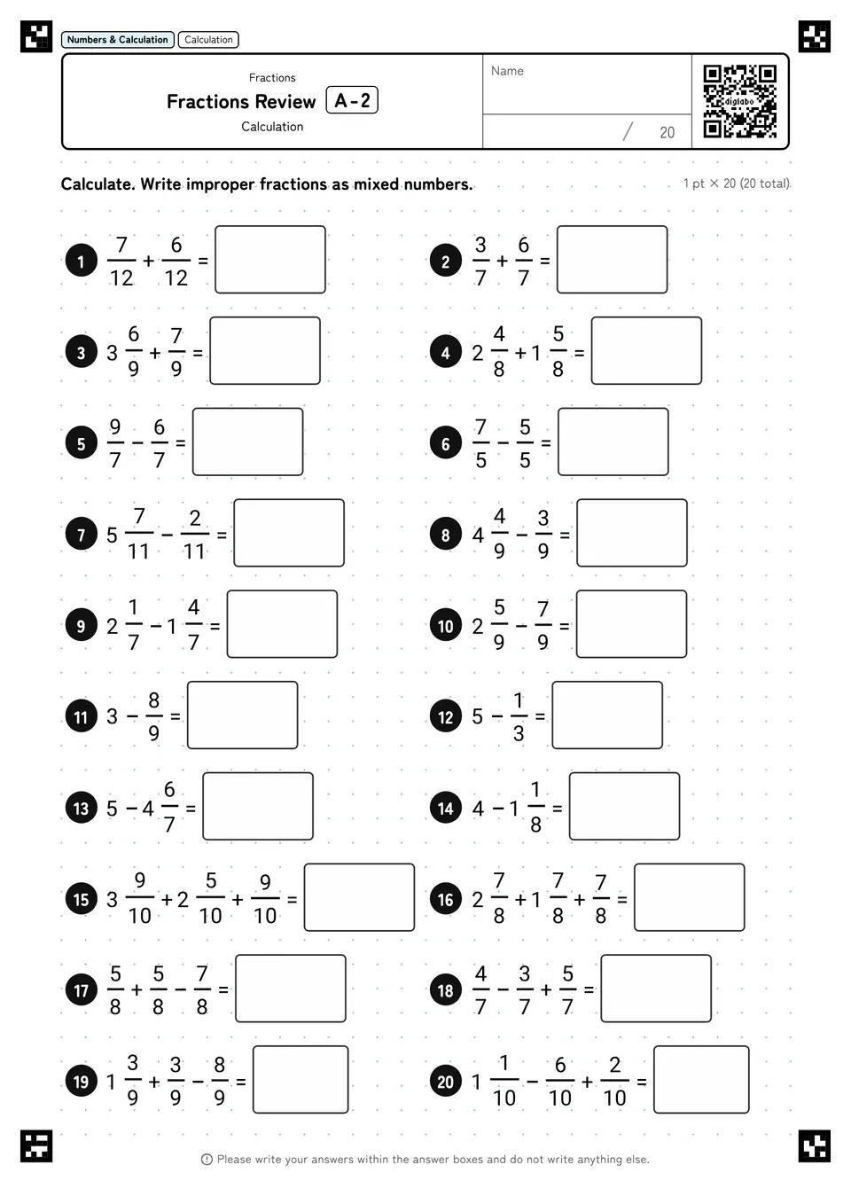 Fractions Review A-2