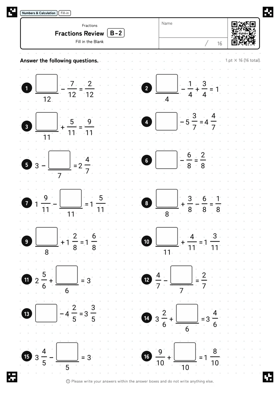 Fractions Review B-2