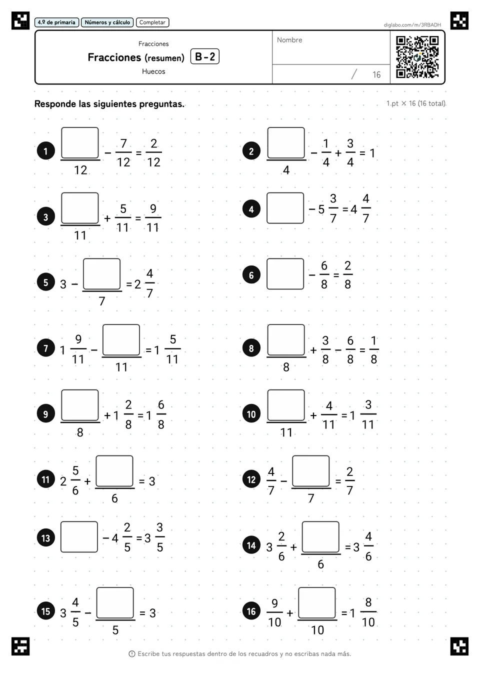 4.º de primaria Fracciones Fracciones (resumen)