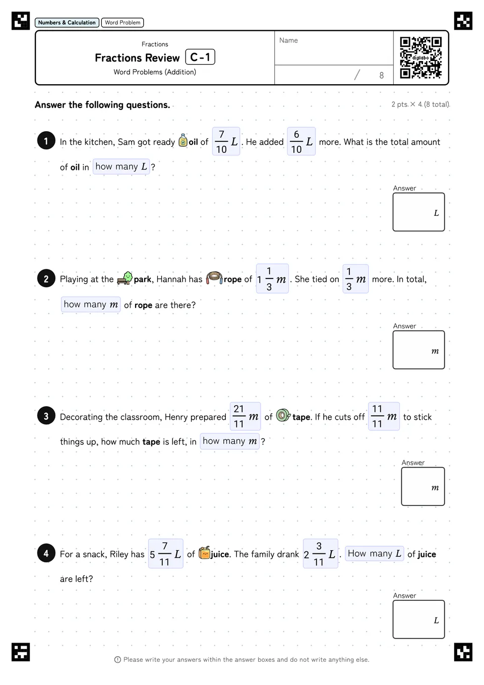 Fractions Review C-1