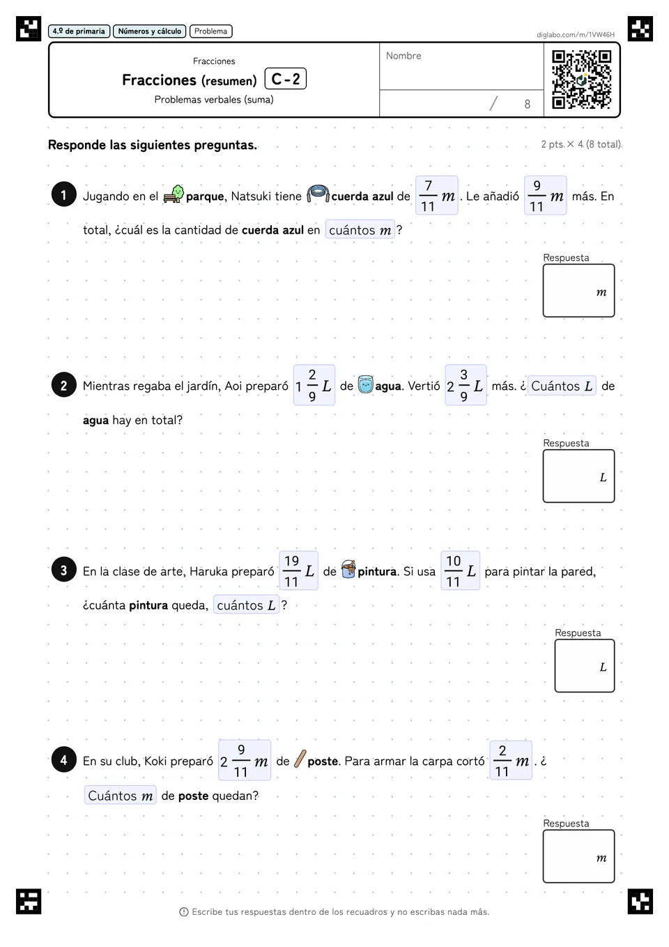 4.º de primaria Fracciones Fracciones (resumen)