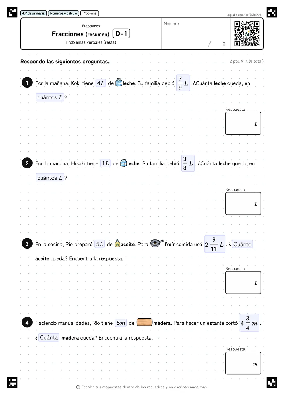 4.º de primaria Fracciones Fracciones (resumen)