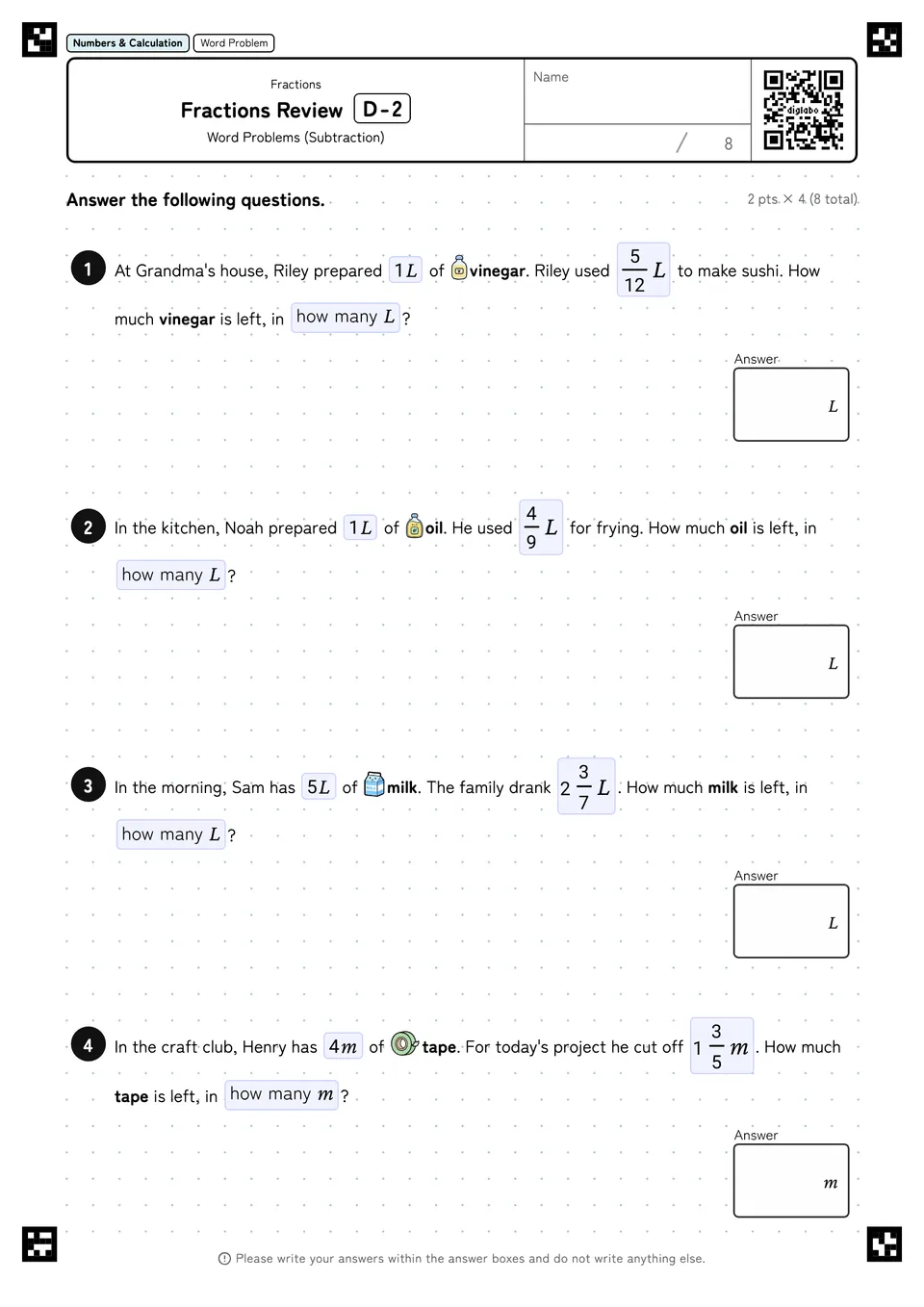 Fractions Review D-2