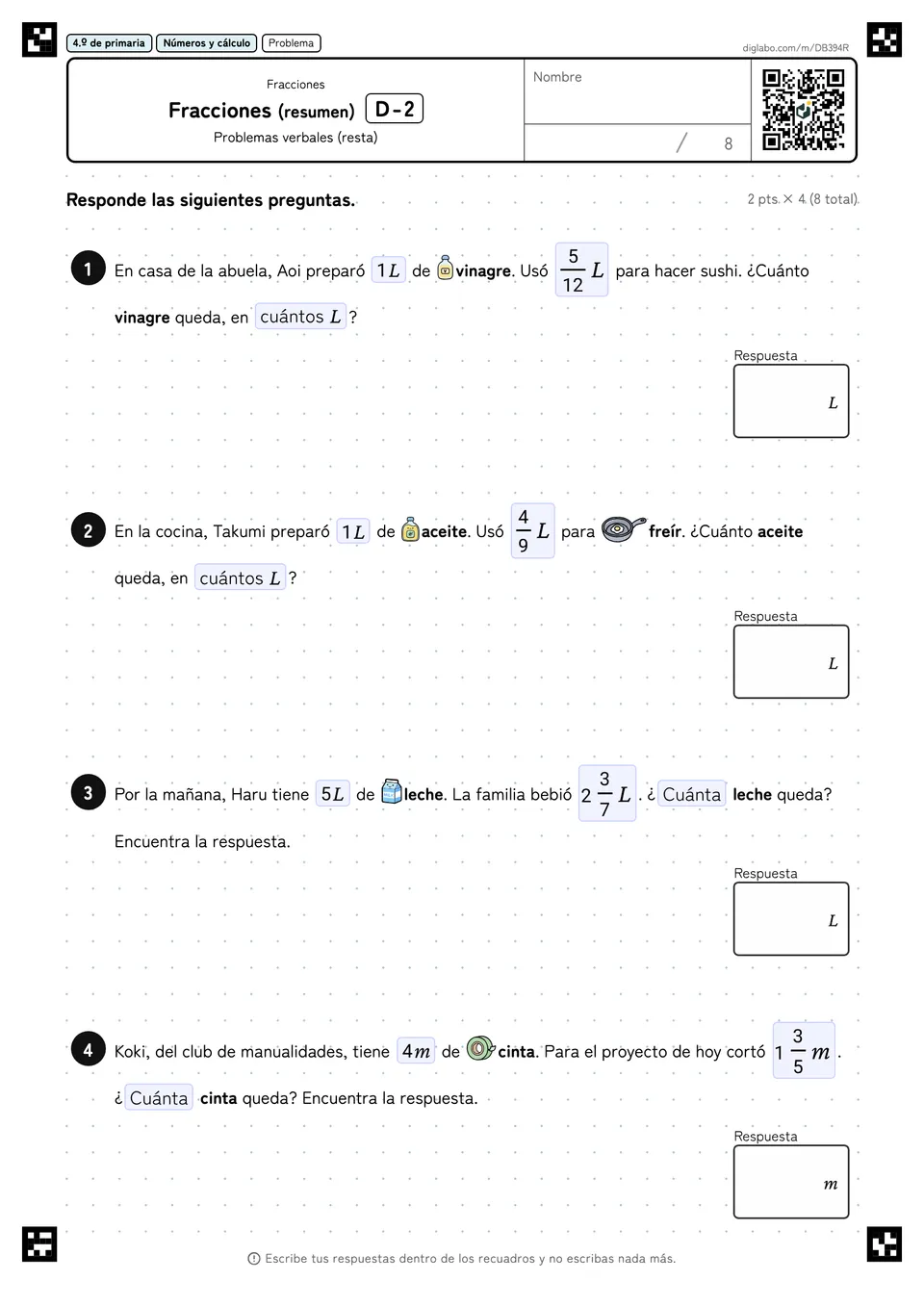 4.º de primaria Fracciones Fracciones (resumen)