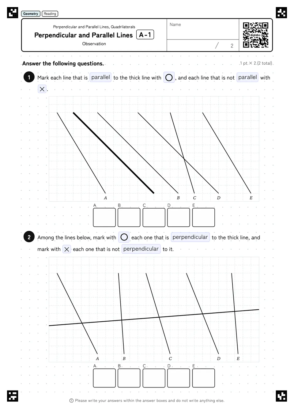 Perpendicular and Parallel Lines A-1