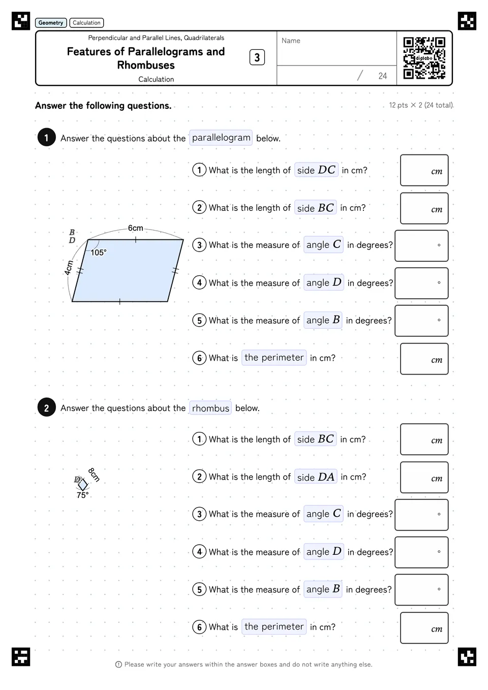Features of Parallelograms and Rhombuses 3