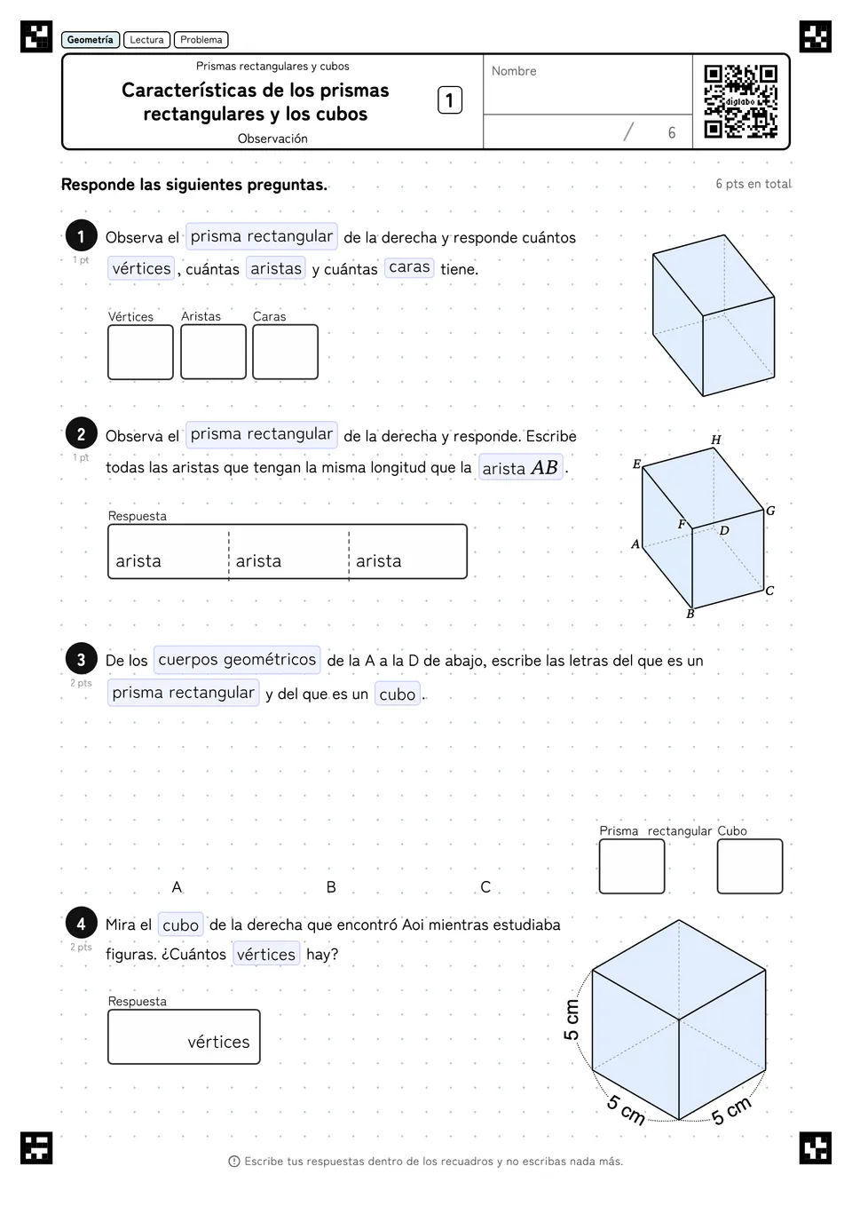 Características de los prismas rectangulares y los cubos 1