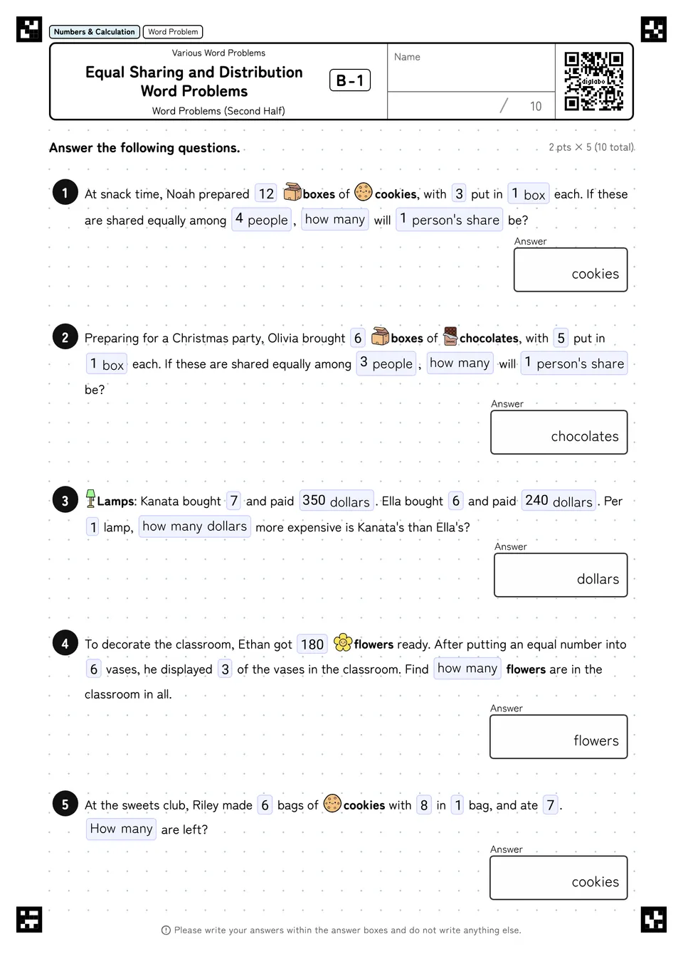 Equal Sharing and Distribution Word Problems B-1