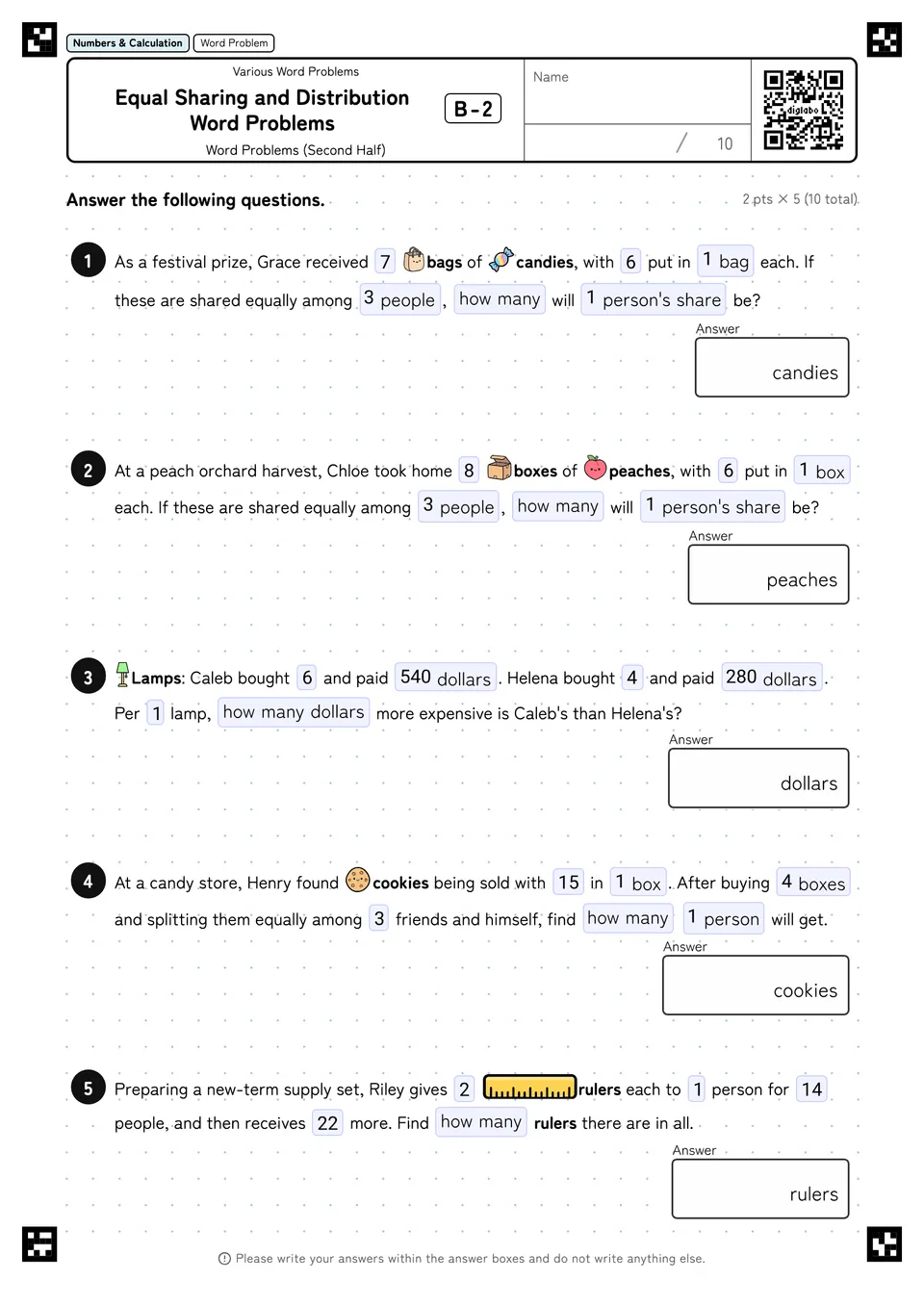 Equal Sharing and Distribution Word Problems B-2