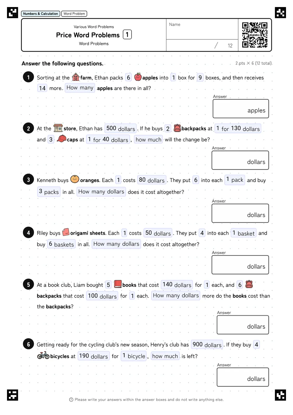 Price Word Problems 1