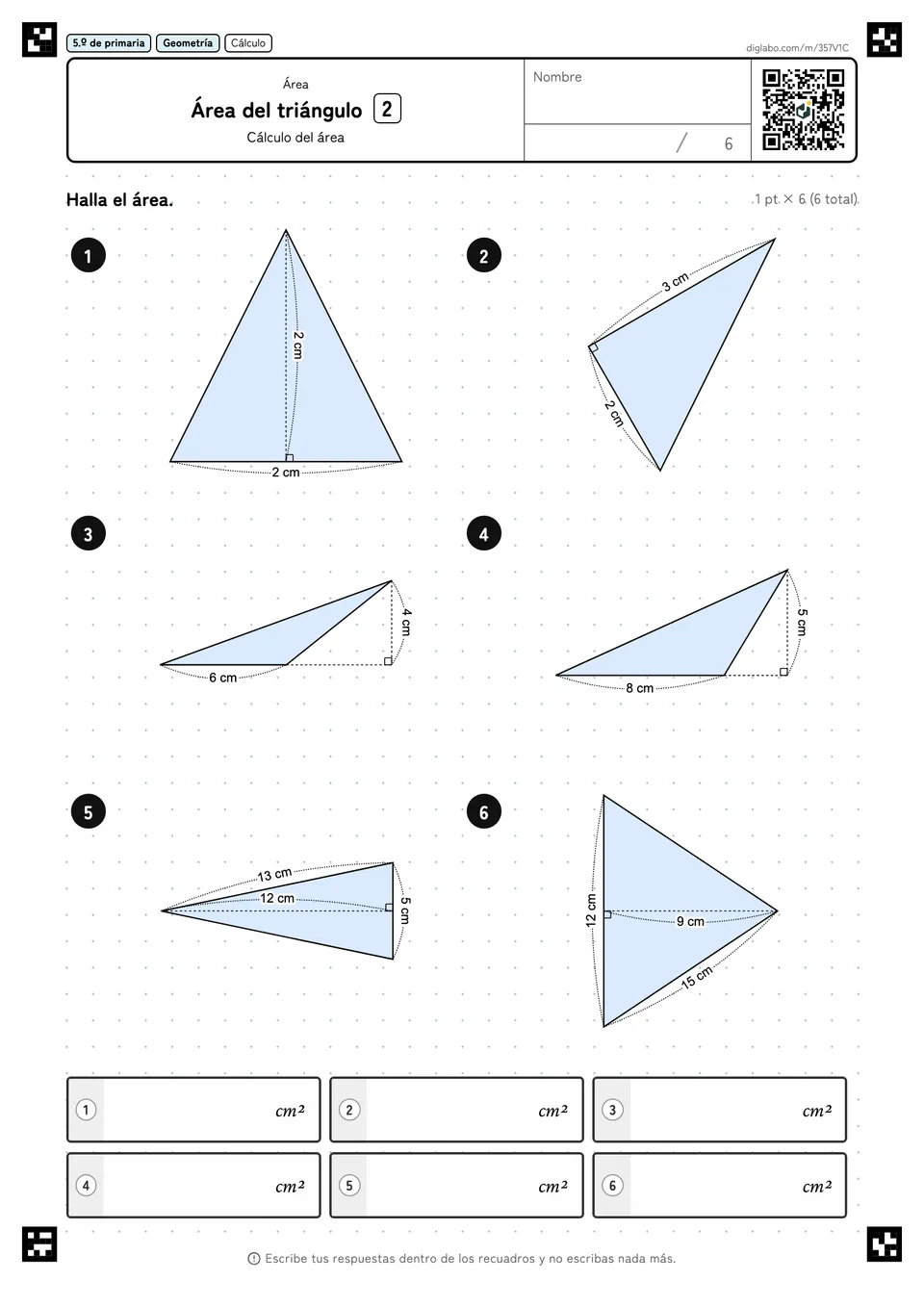 5.º de primaria Área Área del triángulo
