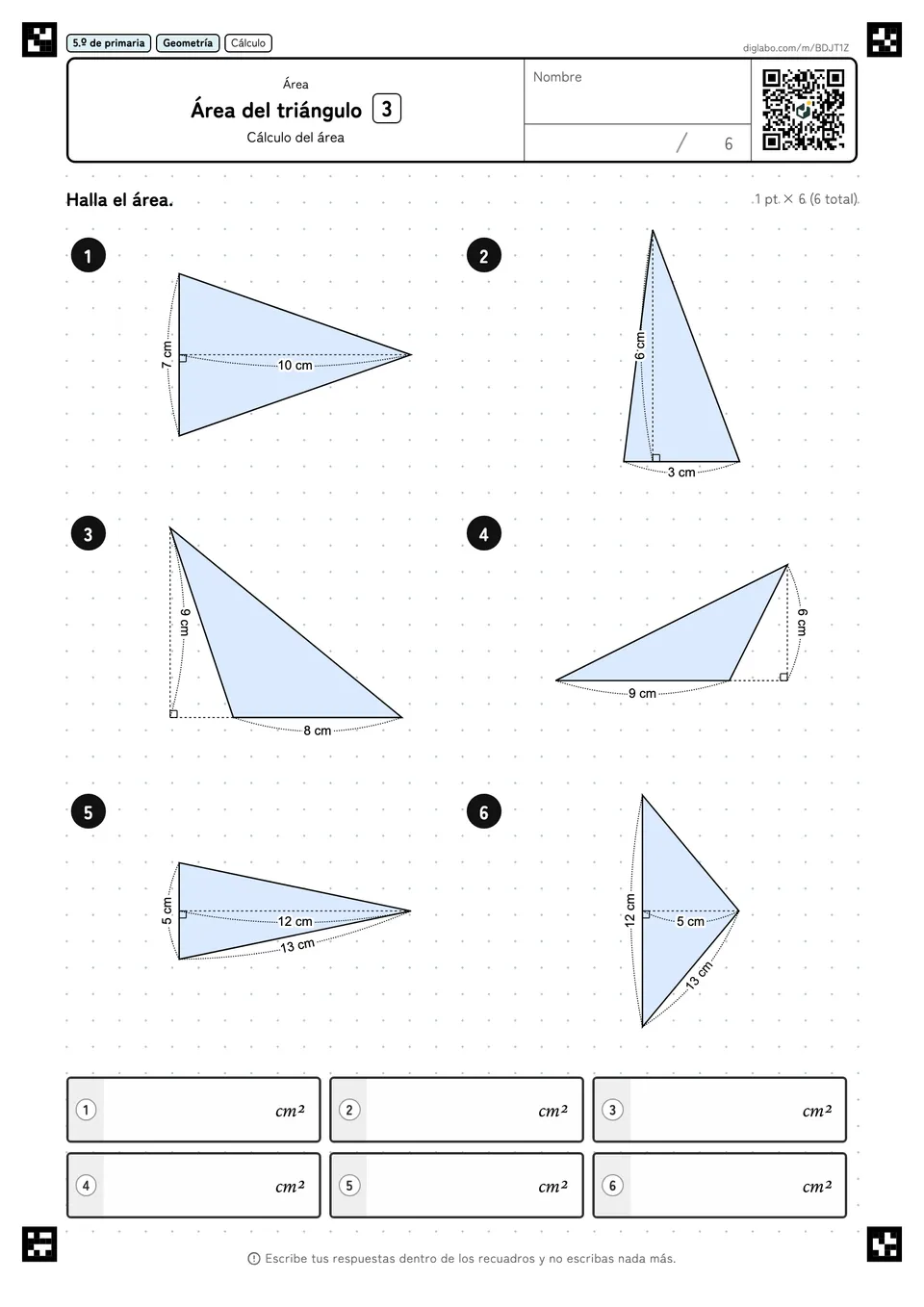 5.º de primaria Área Área del triángulo