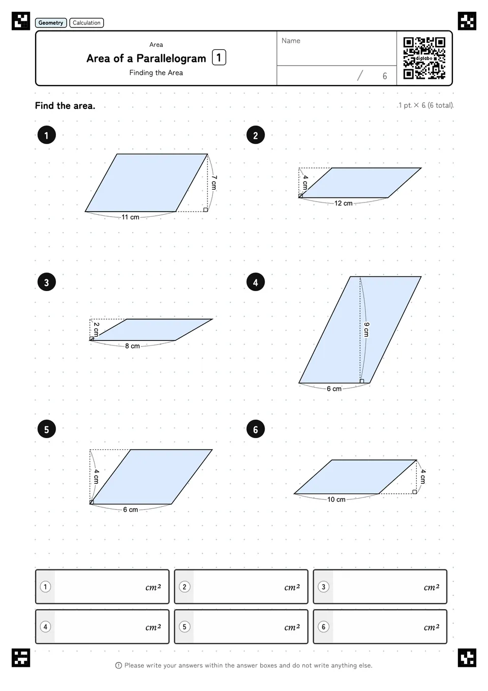 Area of a Parallelogram 1