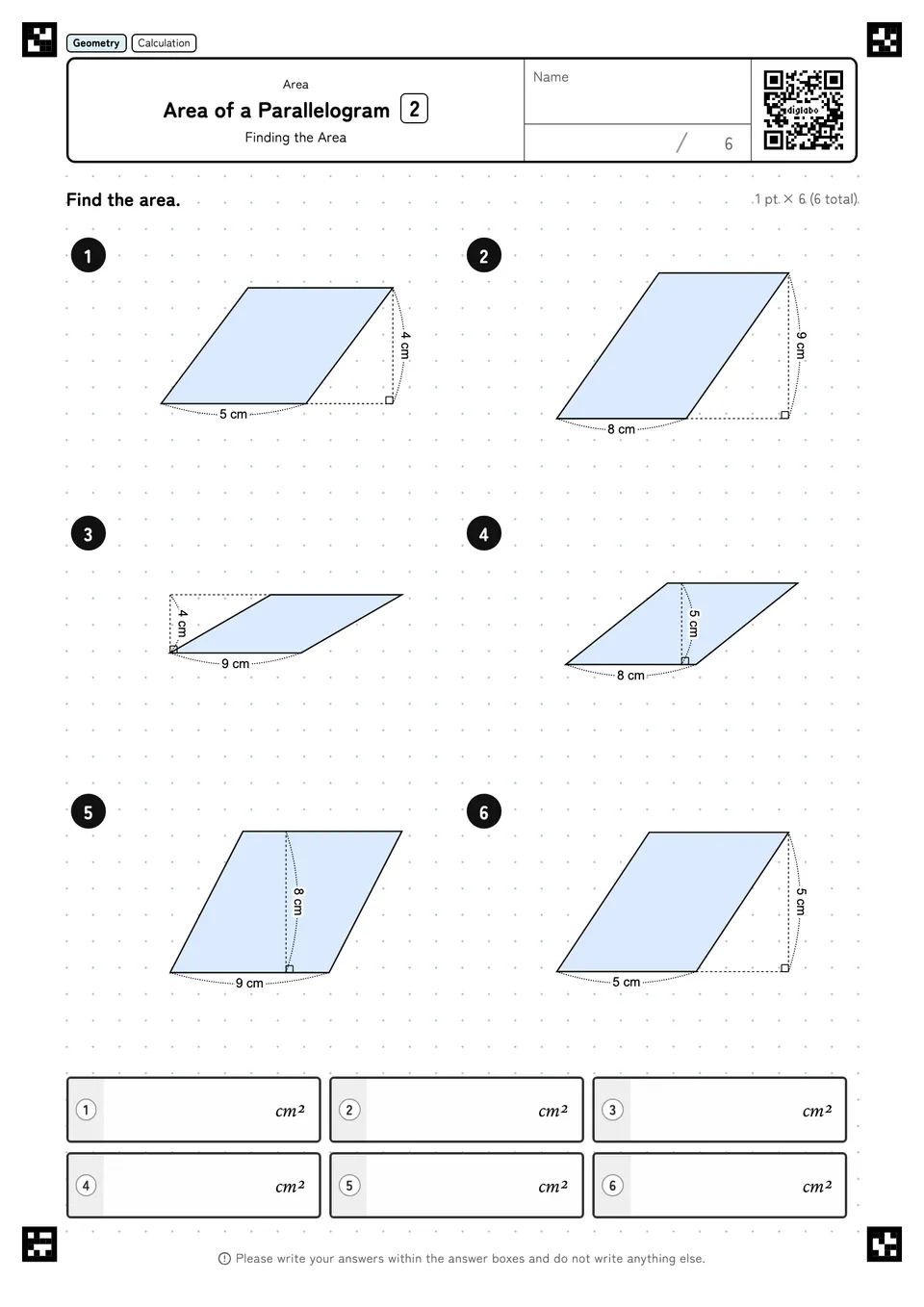 Area of a Parallelogram 2
