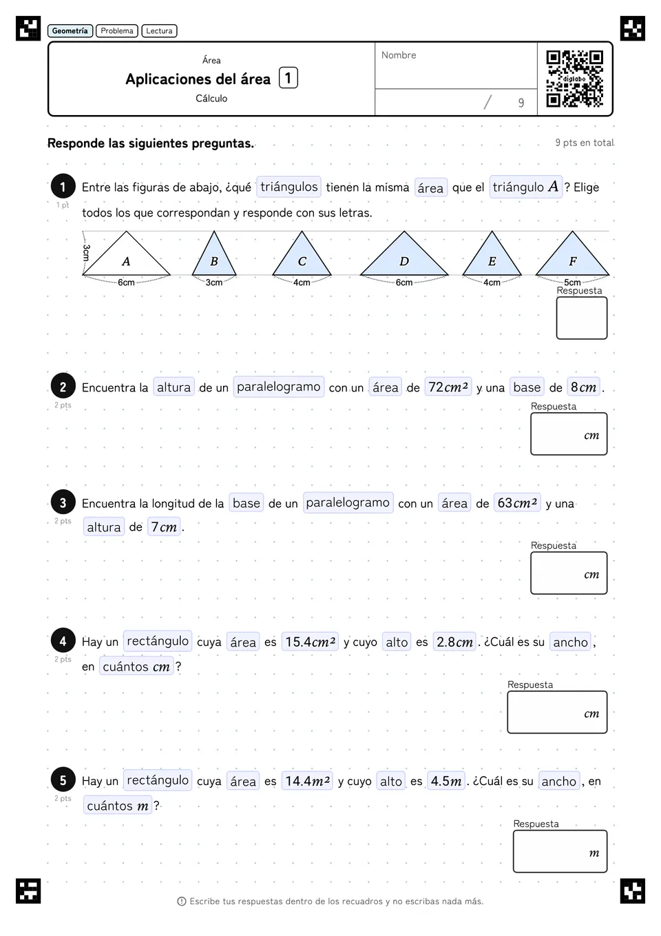 Aplicaciones del área 1