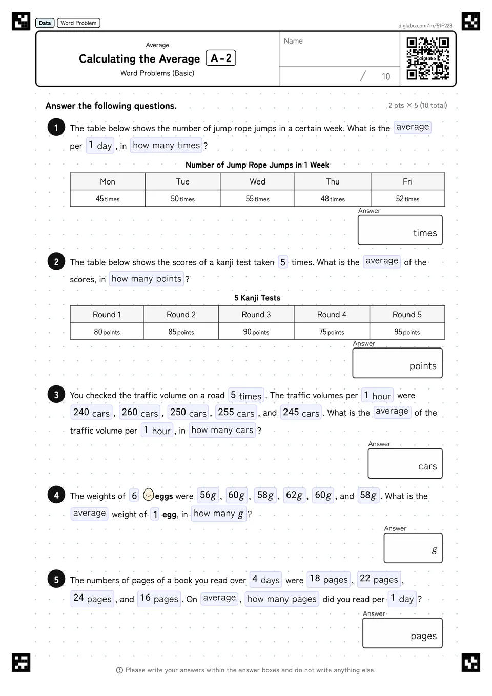 Calculating the Average A-2