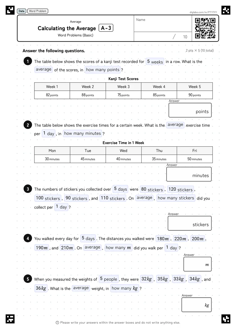 Calculating the Average A-3