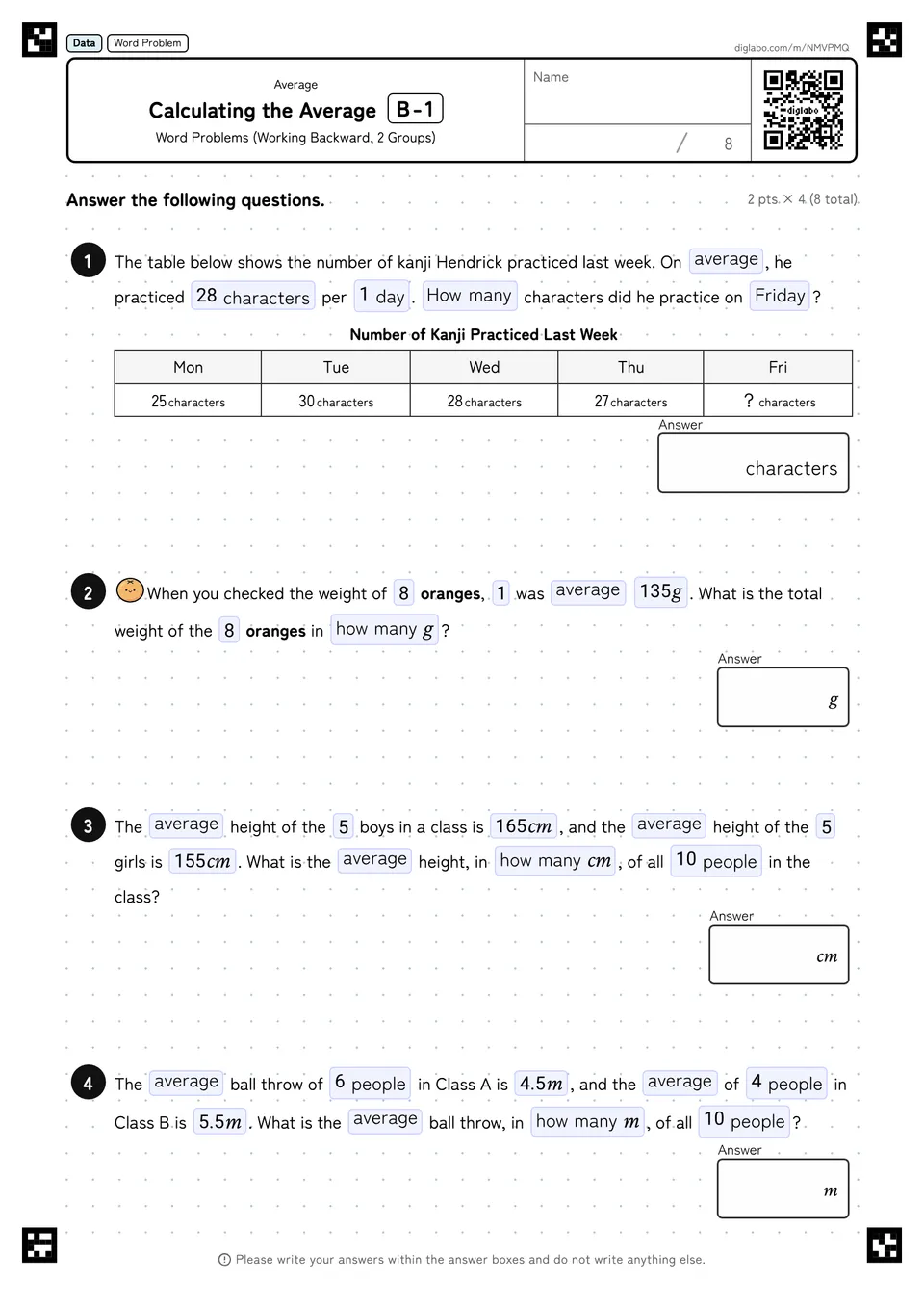 Calculating the Average B-1