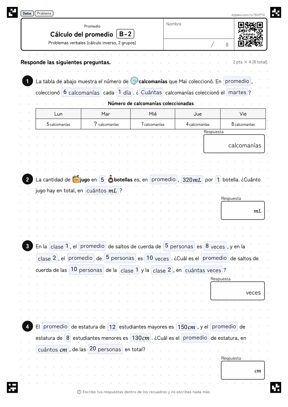 Cálculo del promedio B-2